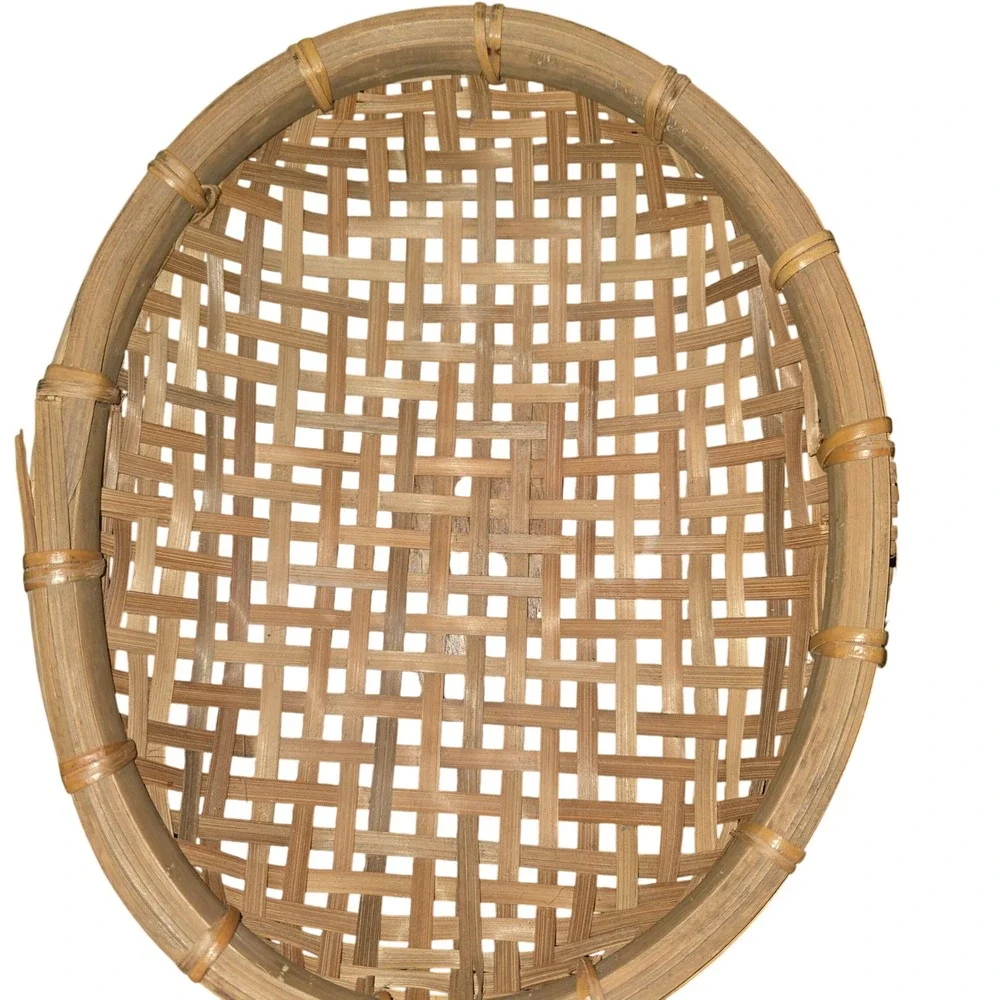 Unbranded Woven Bamboo Nesting Baskets Set of 6 Oval Brown Boho Wall Decor Trays
